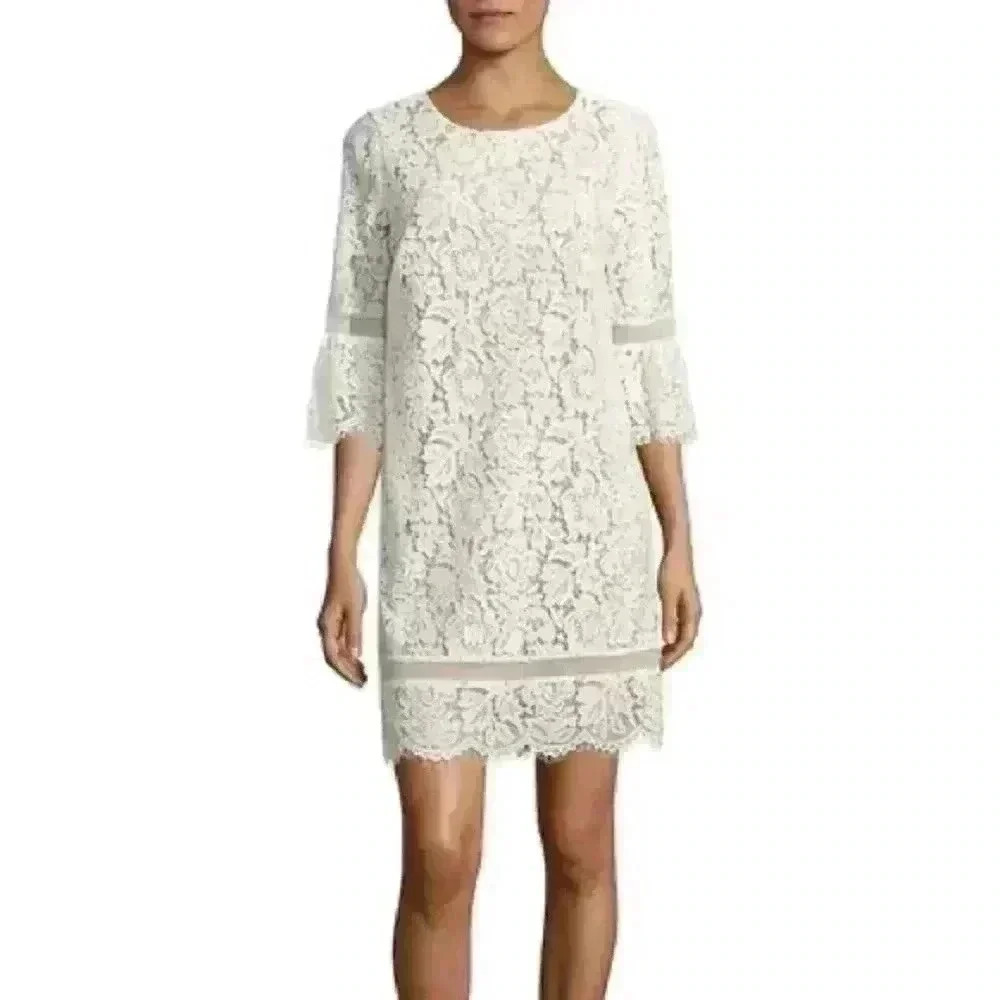 BCBGMaxazria Lace Evening Dress - Off White - Picture 1 of 12